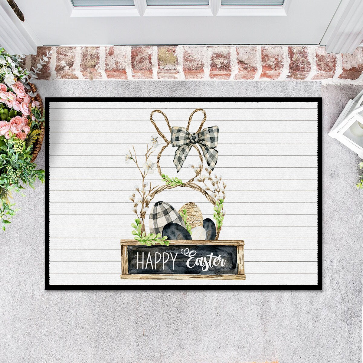 Easter Bunny Farmhouse Door Mat